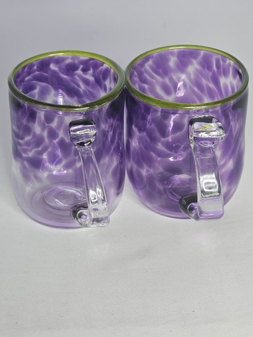2 Vtg 1994 Signed Hand Blown Art Glass Mugs Pacific Northwest Studio Glass Polly - Picture 10 of 11